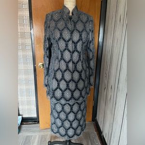 Vintage Peggy Jennings exquisite grey silk lace skirt suit size 8